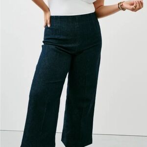 SPANX XL Zero Waistband Cropped Wide Leg Jeans Raw Indigo